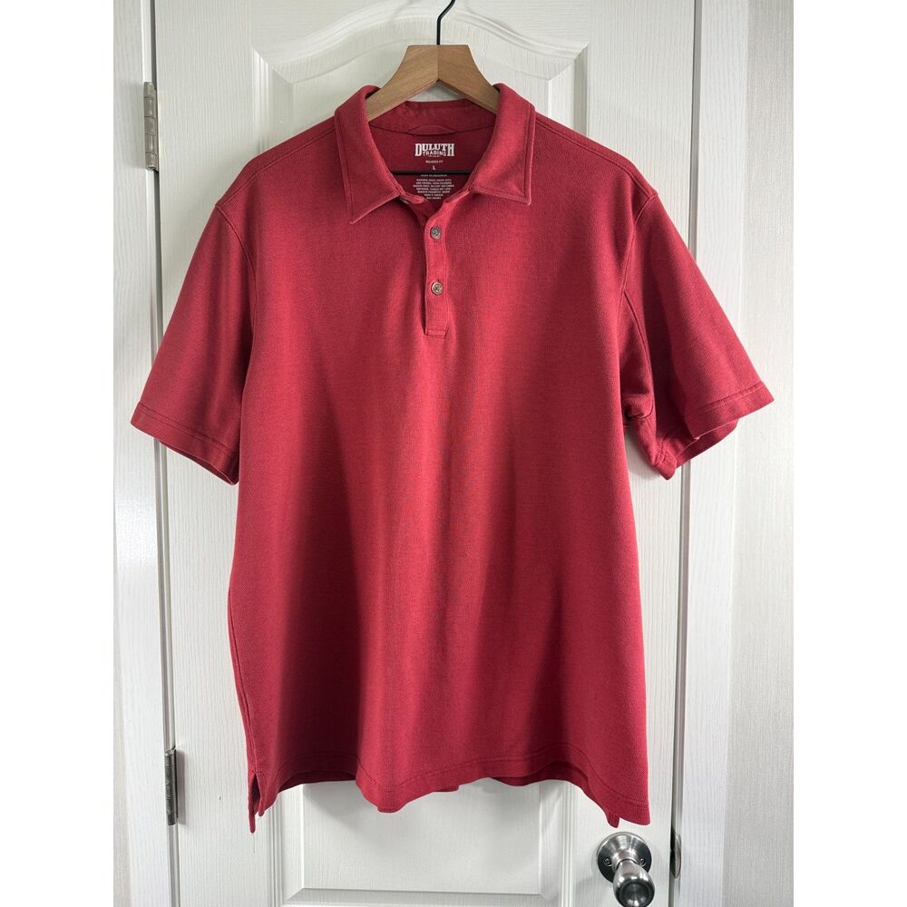 Duluth Trading Co Power Play Relaxed Fit Short Sleeve Polo Shirt Red Men's L